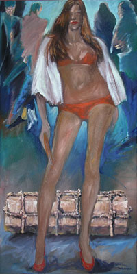 Immerfrau 1, Malerei eines Menschen in der Immermannstrasse